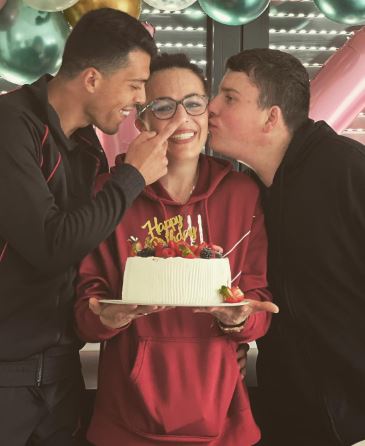 Eva Porro celebrating her birthday with her sons